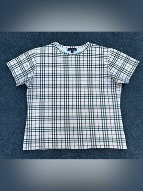Burberry London Women’s Large Nova Check Tee Shirt Beige Tan Black Red